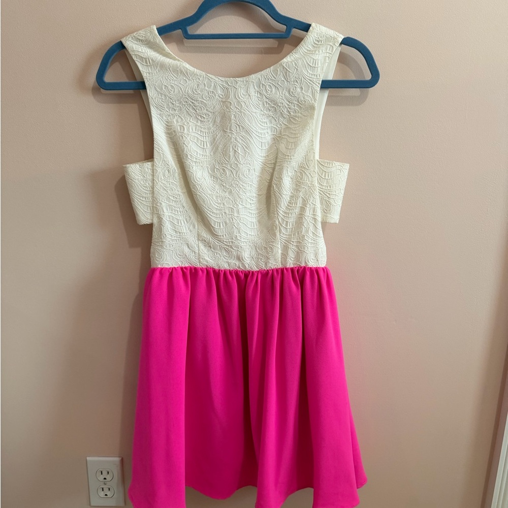 Hot Pink and Cream Dress with open sides